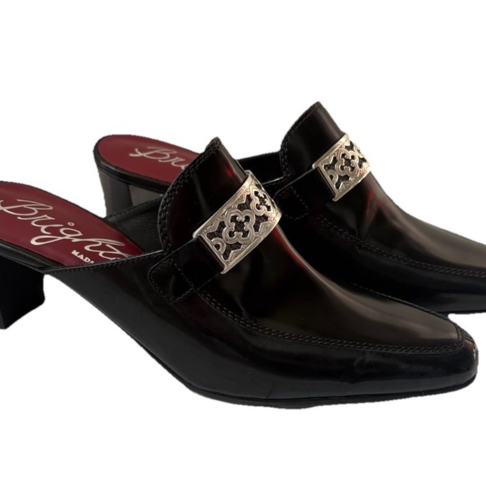 Brighton Tour Mule Black Slip On Heeled Shoe Italy Women's Size 8 EUC